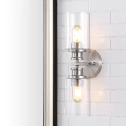 JONATHAN Y Jules Edison Cylinder 2-Light Iron/Seeded Glass Farmhouse Contemporary LED Wall Sconce -Jonathan Y Store GUEST cd3c0f6a 7594 48c9 9659 de74c8e47c9e
