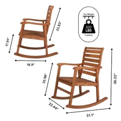 JONATHAN Y Carey Modern Slat-Back Acacia Wood Patio Outdoor Rocking Chair -Jonathan Y Store GUEST cd4e0107 1e98 4836 a8ec 2c34d1a00793