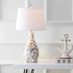 JONATHAN Y Verna 26.5" Seashell Table Lamp with LED Bulb - Beige