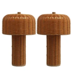 JONATHAN Y Mia 10" Modern Cordless Faux Wicker LED Table Lamp (Set of 2) -Jonathan Y Store GUEST cd8ab0bf 5393 47ee 9570 c116c7c18fb3