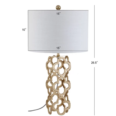 JONATHAN Y Oliver 26.5" Gold Quatrefoil Table Lamp with LED Bulb 5 JONATHAN Y Oliver 26.5" Gold Quatrefoil Table Lamp with LED Bulb - Image 3