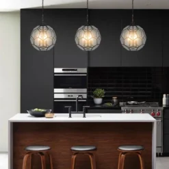 13.5" 3-Light Bee Modern Farmhouse Iron/Glass LED Pendant Oil Rubbed Bronze/Clear - JONATHAN Y -Jonathan Y Store GUEST d0768c35 2176 4b2e a730 ebe095b4e9be