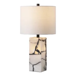JONATHAN Y Elizabeth Alabaster LED Table Lamp with Body Night Light