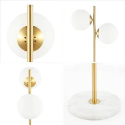 JONATHAN Y Oscar Modern Parisian 2-Light Candlestick Floor Lamp in Brass Gold