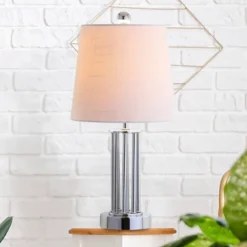 Jonathan Y 18" Lillian Silver Metal Mini Table Lamp with LED Bulb -Jonathan Y Store GUEST d1cbbf7a d141 4941 ba8e 0ed37f1fe24f