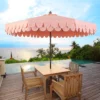 JONATHAN Y Tracy 9 Ft. Classic Mid-Century Scalloped Fringe Market Patio Umbrella