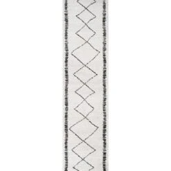JONATHAN Y Zaina Moroccan Beni Souk Runner Rug - Ivory & Black