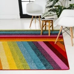 JONATHAN Y Retro Rainbow Contemporary Stripe Multi Area Rug -Jonathan Y Store GUEST d2a22462 1112 4c8e 852b c2a80748a355