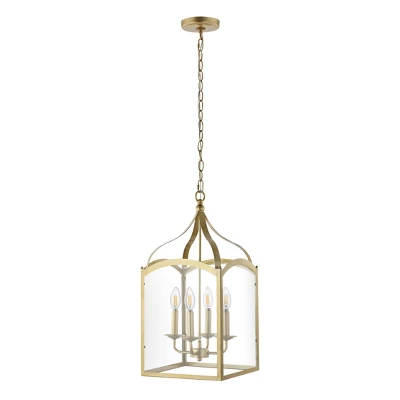 JONATHAN Y Ruth 11" Classic Metal and Glass Lantern Pendant in Antique Gold 4 JONATHAN Y Ruth 11" Classic Metal and Glass Lantern Pendant in Antique Gold - Image 2
