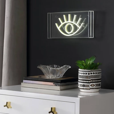 11.8" Eye Contemporary Glam Acrylic Box Pendant Neon Yellow (Includes LED Light Bulb) - JONATHAN Y 4 11.8" Eye Contemporary Glam Acrylic Box Pendant Neon Yellow (Includes LED Light Bulb) - JONATHAN Y - Image 2