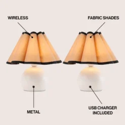 JONATHAN Y Billie Classic Vintage Scalloped Shade Rechargeable LED Table Lamps (Set of 2) -Jonathan Y Store GUEST d7c6f966 9558 4777 9cf1 7c0588ea7795