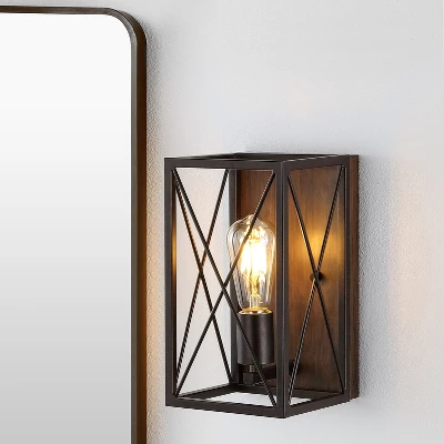 JONATHAN Y Norris X-Frame Rustic Iron Farmhouse LED Wall Sconce 11 JONATHAN Y Norris X-Frame Rustic Iron Farmhouse LED Wall Sconce - Image 9