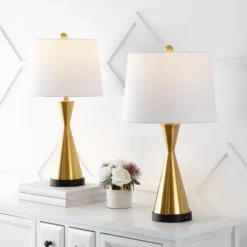 JONATHAN Y Colton 26" Classic French Country Iron LED Table Lamps with USB Charging Port - Set of 2