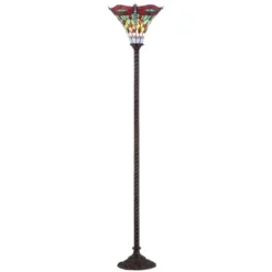 JONATHAN Y 71" Dragonfly Tiffany Style Torchiere Floor Lamp with LED Bulb -Jonathan Y Store GUEST da94c23d e7fc 408b 9cd0 1fcc53706492