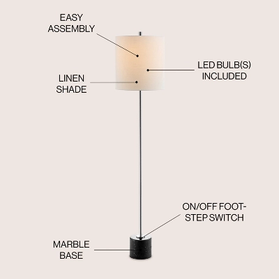 JONATHAN Y Levitt Marble and Metal LED Floor Lamp with Linen Shade 3 JONATHAN Y Levitt Marble and Metal LED Floor Lamp with Linen Shade