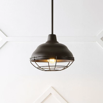 JONATHAN Y Levi Industrial Farmhouse Iron Linear LED Pendant - Oil Rubbed Bronze 6 JONATHAN Y Levi Industrial Farmhouse Iron Linear LED Pendant - Oil Rubbed Bronze - Image 4