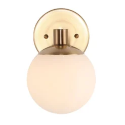 JONATHAN Y 5.75" Art Deco LED Metal & Frosted Glass Globe Wall Sconce