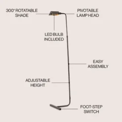 JONATHAN Y Cotys 66" Mid-Century Industrial Metal Pharmacy LED Floor Lamp