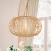 17.5" 1-Light Leo Farmhouse Coastal Rattan LED Pendant Brown - JONATHAN Y -Jonathan Y Store GUEST e12b031e c080 4024 8293 d819be3fecb6