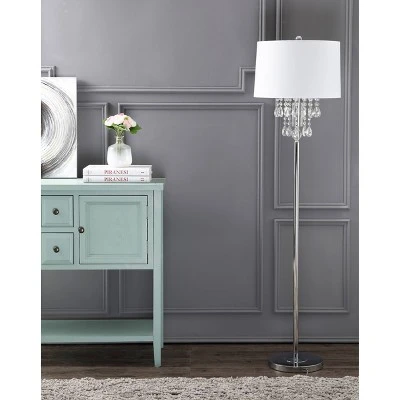 JONATHAN Y Abigail 61" Crystal Metal Floor Lamp with LED Bulb - Silver 4 JONATHAN Y Abigail 61" Crystal Metal Floor Lamp with LED Bulb - Silver - Image 2