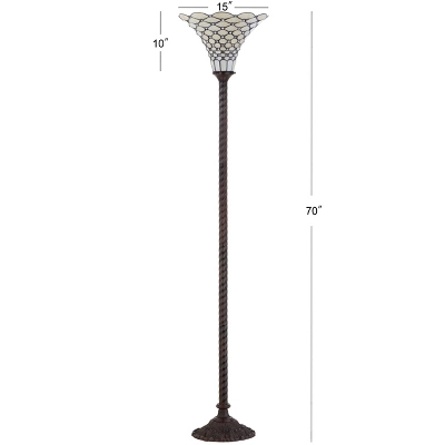 70" White Tiffany Torchiere Floor Lamp (Includes LED Light Bulb) Bronze - JONATHAN Y 5 70" White Tiffany Torchiere Floor Lamp (Includes LED Light Bulb) Bronze - JONATHAN Y - Image 3