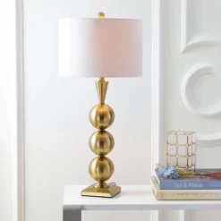 33" Metal Mackenzie Table Lamp (Includes LED Light Bulb) Gold - JONATHAN Y