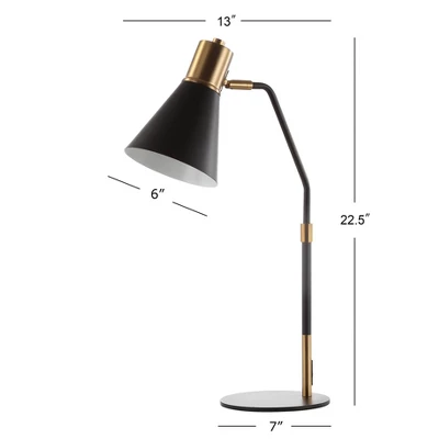 JONATHAN Y Apollo 22.5" Metal Task Lamp with LED Bulb - Black & Brass 5 JONATHAN Y Apollo 22.5" Metal Task Lamp with LED Bulb - Black & Brass - Image 3
