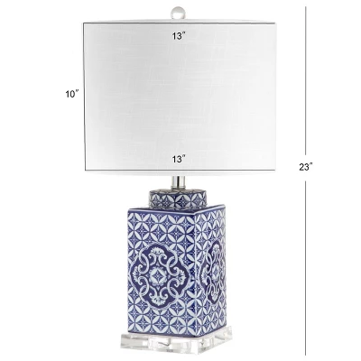 JONATHAN Y Choi 23" Blue and White Chinoiserie Table Lamp with LED Bulb 5 JONATHAN Y Choi 23" Blue and White Chinoiserie Table Lamp with LED Bulb - Image 3