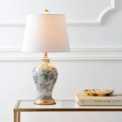 JONATHAN Y Penelope 24" Cream Chinoiserie Table Lamp with LED Bulb