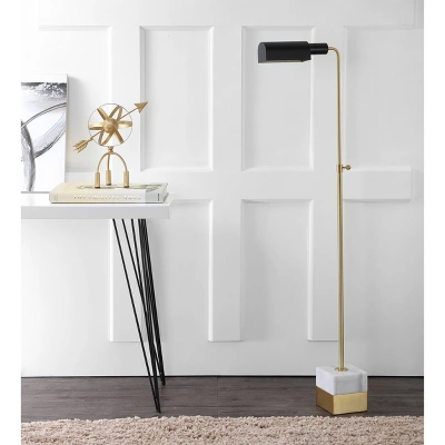 JONATHAN Y Iva 56.5" Adjustable Library Floor Lamp - Gold with Marble Base 4 JONATHAN Y Iva 56.5" Adjustable Library Floor Lamp - Gold with Marble Base - Image 2