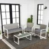 JONATHAN Y Elina 4-Piece Modern Coastal Faux Wicker Outdoor Patio Set -Jonathan Y Store GUEST e94da573 60e3 4dce 959d 745e61b90780