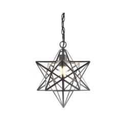 Jonathan Y Stella 12" Moravian Star Clear Glass & Metal LED Pendant