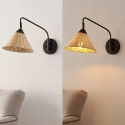 JONATHAN Y Kiawah 1-Light Vintage Coastal Rattan Swing Arm LED Sconce 18 JONATHAN Y Kiawah 1-Light Vintage Coastal Rattan Swing Arm LED Sconce -Jonathan Y Store GUEST e9f0363c 4e17 4d9a a795 1ffb04b46f97