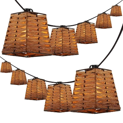 JONATHAN Y Quinn 10-Light Bamboo Shaded String Lights - 10 ft. 9 JONATHAN Y Quinn 10-Light Bamboo Shaded String Lights - 10 ft. - Image 7