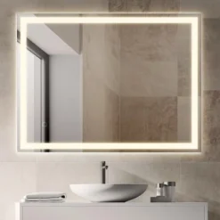 JONATHAN Y Pax Rectangular LED Anti-Fog Frameless Bathroom Vanity Mirror