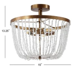 JONATHAN Y 15" Georgian Stone and Metal Flush Mount Ceiling Light - Antique Gold -Jonathan Y Store GUEST edce4b77 205e 4464 b13d bcf2cfa5d290