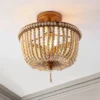14" LED 3-Light Allie Wood Bead/Iron Pendant Antique Gold/Taupe - JONATHAN Y -Jonathan Y Store GUEST eec9fd30 9c03 449c af35 ef6a824206ac
