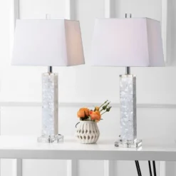 JONATHAN Y Noelle 28.5" Mother-of-Pearl Seashell Table Lamps (Set of 2)