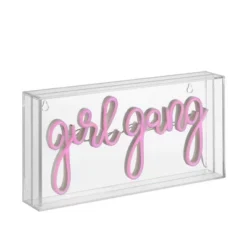 JONATHAN Y Girl Gang 11.88" Contemporary Glam Acrylic Box Neon Light - Pink