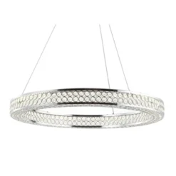 JONATHAN Y Benton 24.7" Crystal & Metal Round Chandelier with Energy-Efficient LED