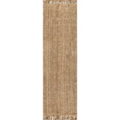 JONATHAN Y Para Hand Woven Chunky Jute Rug with Decorative Fringe