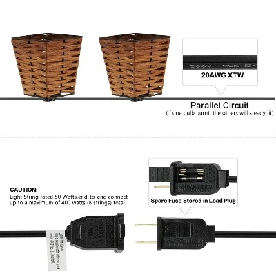 JONATHAN Y Quinn 10-Light Bamboo Shaded String Lights - 10 ft. 5 JONATHAN Y Quinn 10-Light Bamboo Shaded String Lights - 10 ft. - Image 3