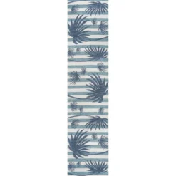 JONATHAN Y Veronica Classic Beach Stripe And Palm Leaf Indoor/Outdoor Area Rug