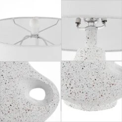 24" Charlotte Minimalist Designer Iron/Resin Oval Shade Table Lamp (Includes LED Light Bulb) White Terrazzo - JONATHAN Y -Jonathan Y Store GUEST f75408ff 1229 4f85 9188 ae3ffabbc797