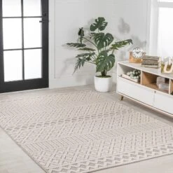 JONATHAN Y Ormond High-Low Modern Trellis Geometric Moroccan Indoor/Outdoor Area Rug -Jonathan Y Store GUEST f99a4677 f444 40bf 958f 460c3fc64e8a