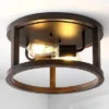 JONATHAN Y 12.75" Rustic Industrial LED Flush Mount Ceiling Light - Brown -Jonathan Y Store GUEST faed1679 8d02 48ff 8189 e69cc107cf4c