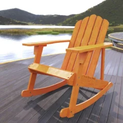 JONATHAN Y Kiawah Classic Acacia Wood Outdoor Adirondack Rocking Chair