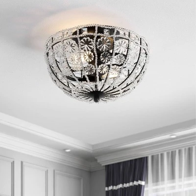 Jonathan Y 12" LED Metal/Acrylic Crystal Flower Semi Flush Mount - Black/Clear 4 Jonathan Y 12" LED Metal/Acrylic Crystal Flower Semi Flush Mount - Black/Clear - Image 2