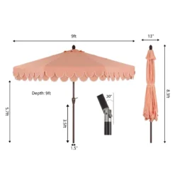 JONATHAN Y Tracy 9 Ft. Classic Mid-Century Scalloped Fringe Market Patio Umbrella -Jonathan Y Store GUEST fea08c97 c225 4d47 be07 247f41c6b1fd