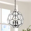 13.5" 3-Light Bee Modern Farmhouse Iron/Glass LED Pendant Oil Rubbed Bronze/Clear - JONATHAN Y